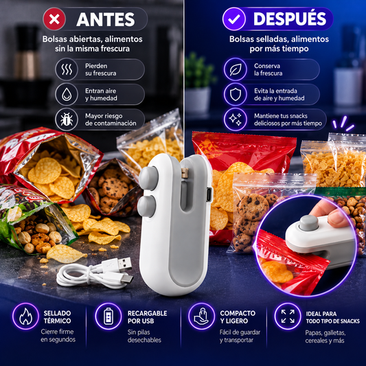 Sellador de Bolsas Portátil Recargable USB