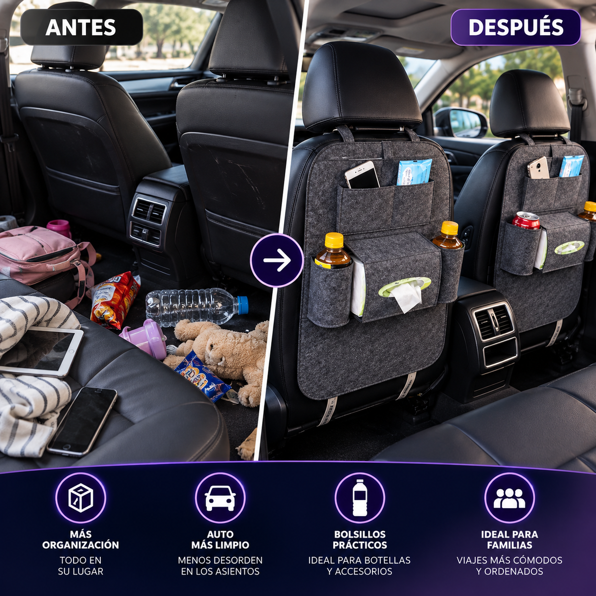 Organizador para Asiento de Auto | Más Orden y Comodidad en Cada Viaje
