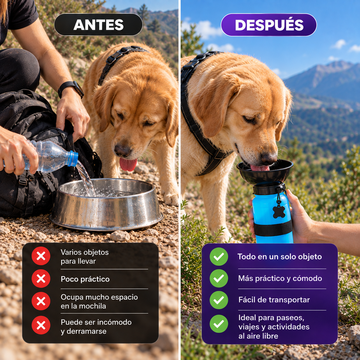 Botella de Agua Portátil para Perros y Gatos | Bebedero de Paseo