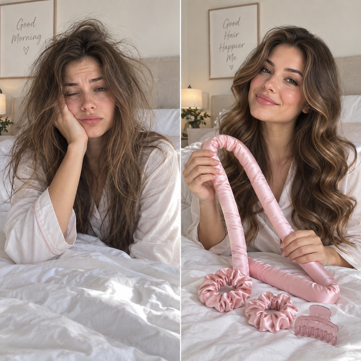 Kit para Ondas sin Calor | Rizador de Cabello con Scrunchies y Pinza