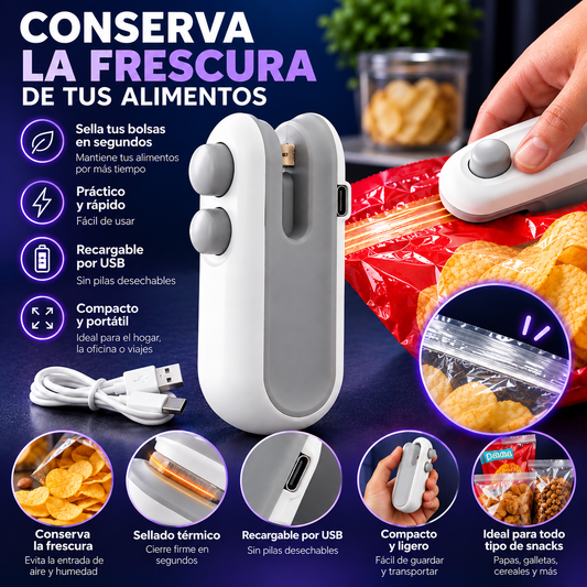 Sellador de Bolsas Portátil Recargable USB