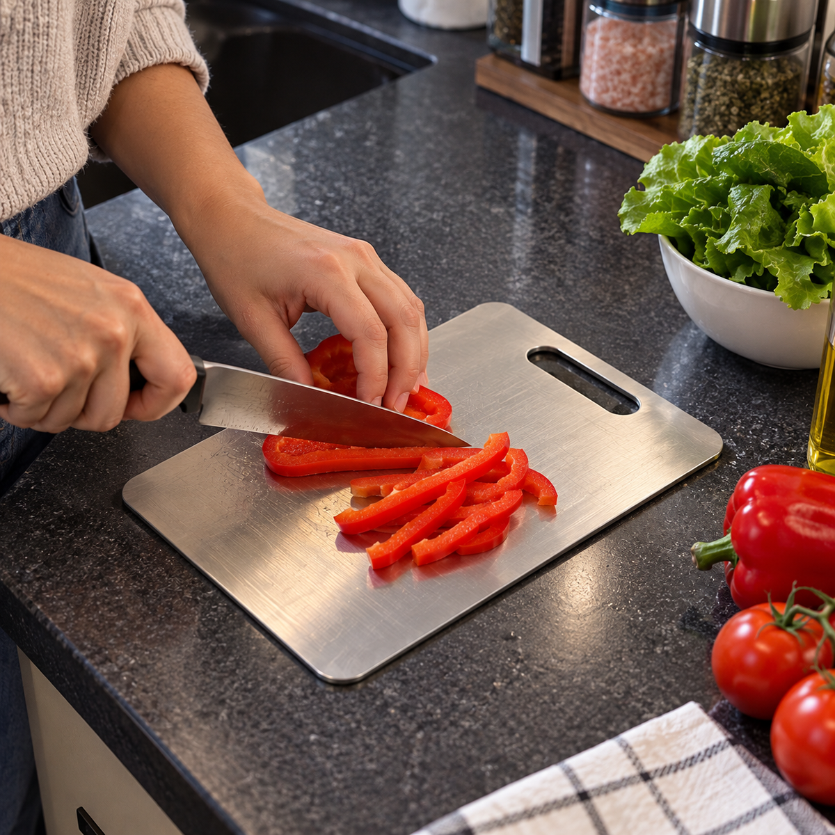 Tabla de Picar de Acero Inoxidable 20 × 30 cm | Más Higiene en tu Cocina