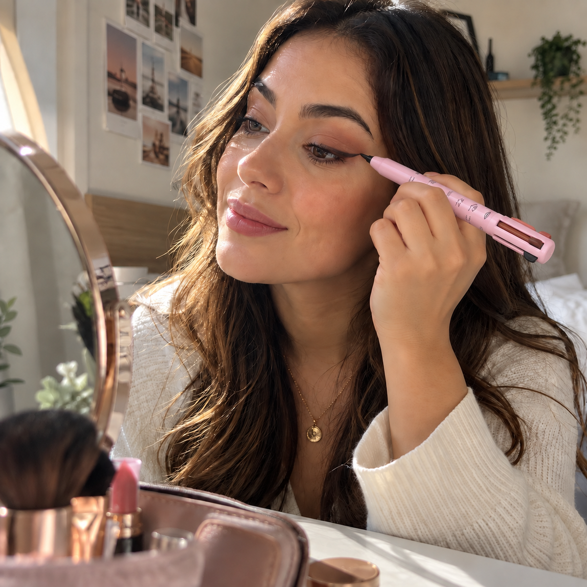 Lápiz de Maquillaje 4 en 1 | Sombra, Delineador, Iluminador y Labial