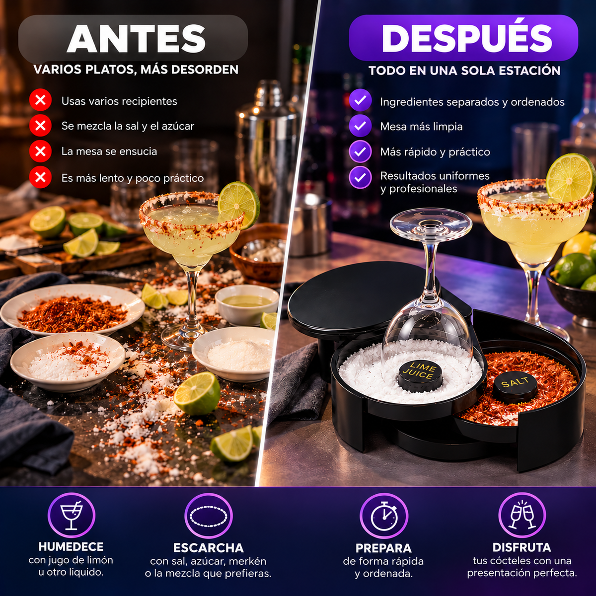 Escarchador de Vasos para Cócteles + Guía de Cócteles 🎁