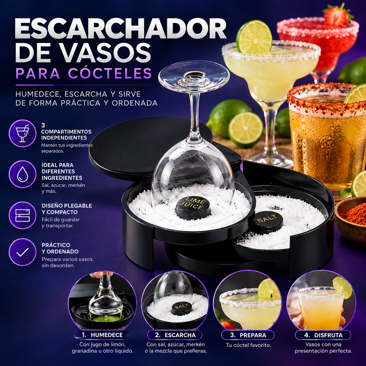 Escarchador de Vasos para Cócteles + Guía de Cócteles 🎁