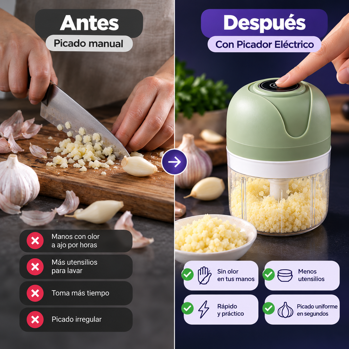 Picador Eléctrico de Ajo y Verduras 250 ml