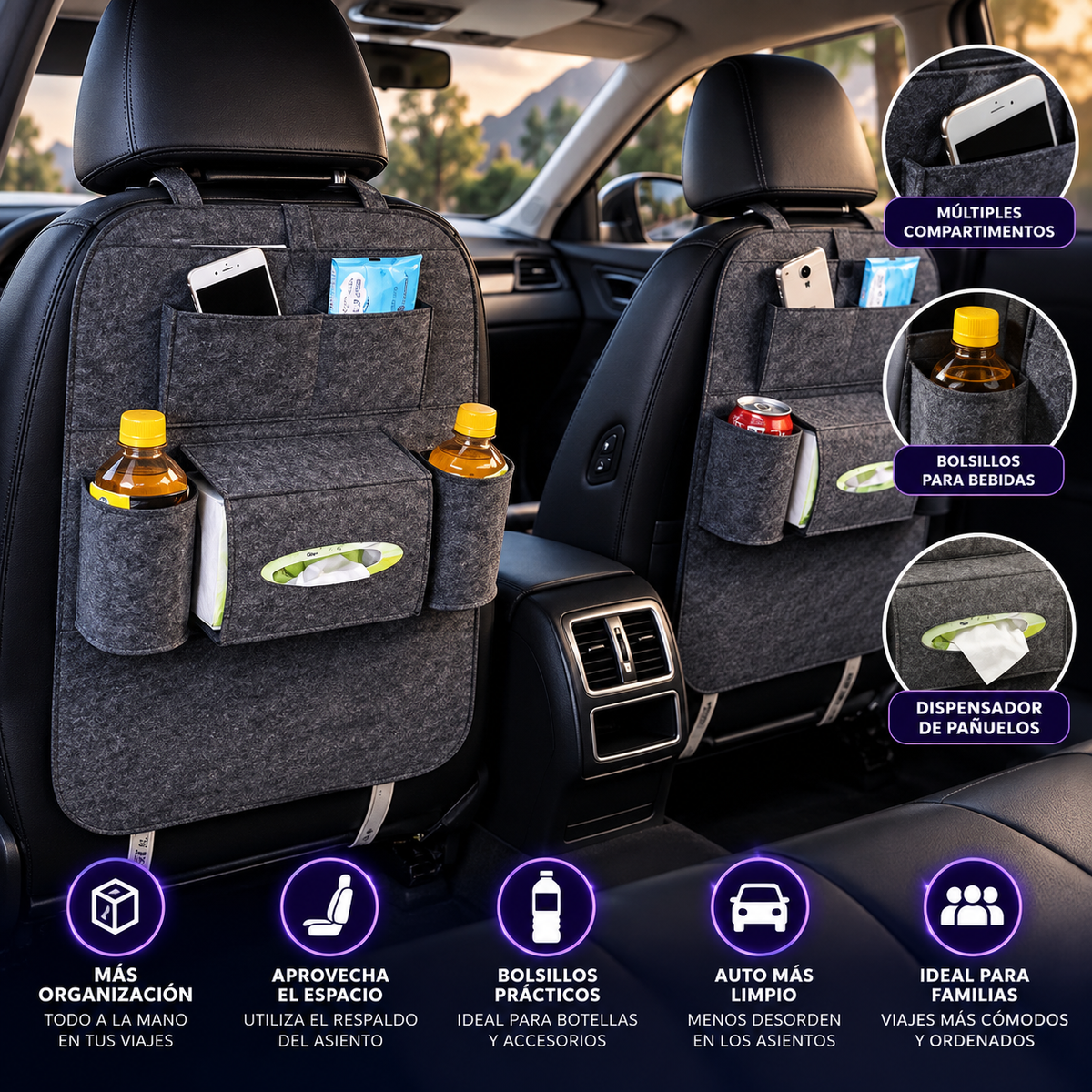 Organizador para Asiento de Auto | Más Orden y Comodidad en Cada Viaje