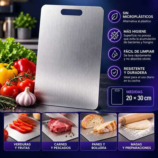 Tabla de Picar de Acero Inoxidable 20 × 30 cm | Más Higiene en tu Cocina