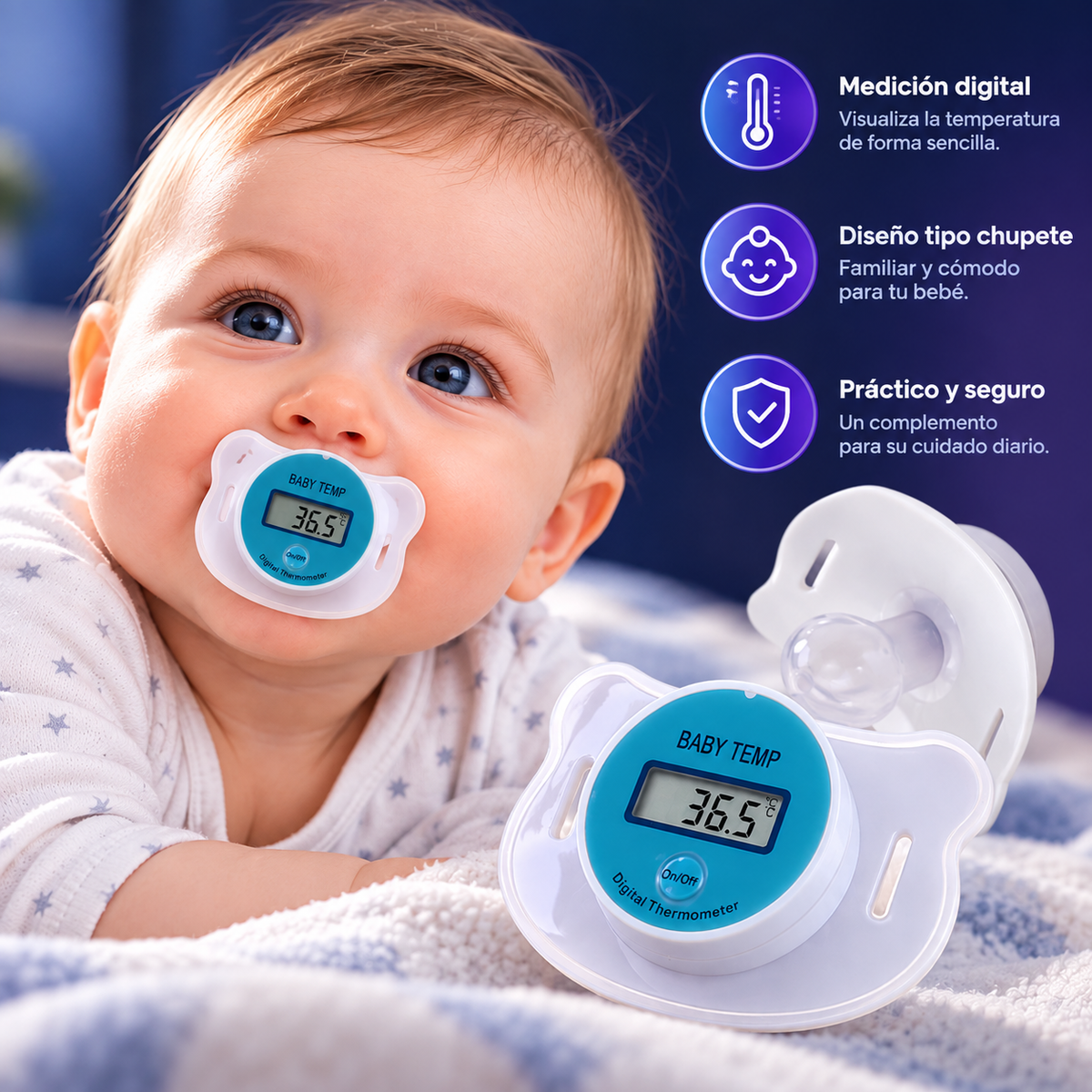Chupete Termómetro Digital para Bebés